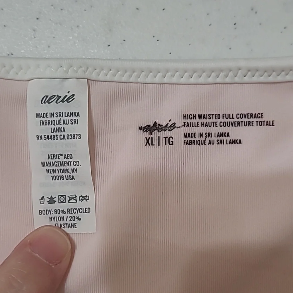 NWOT Aerie Light Pink Floral High-Waisted Full Coverage Bikini Bottom size XL - Picture 3 of 4